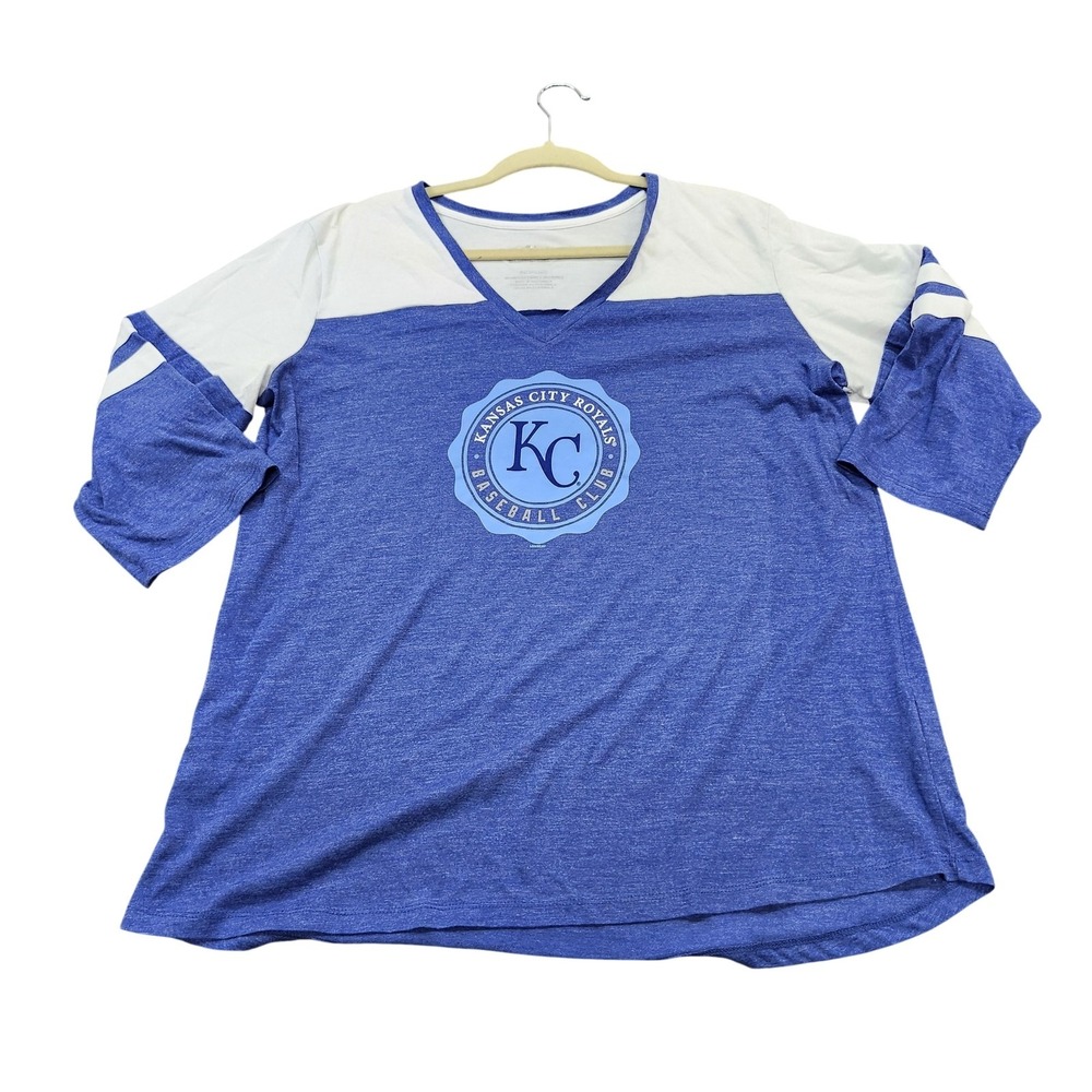 Kansas City Royals Shirt Womens 2XL Blue MLB Baseball Genuine Merchandise V Neck